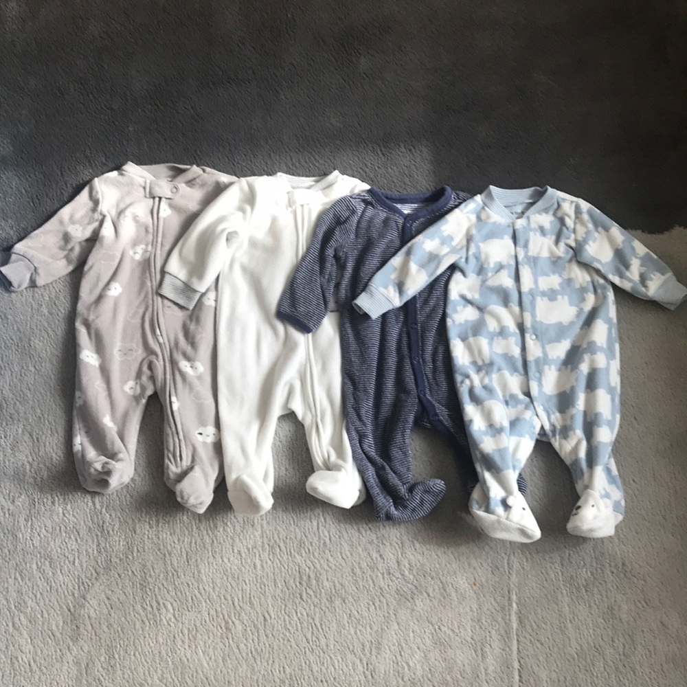 4 carter’s baby overalls - fleece - 3 months